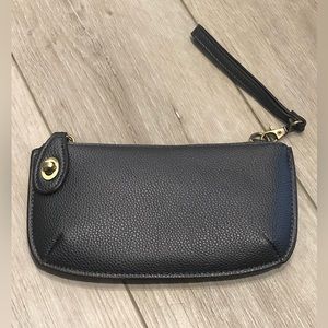 Dark grey wristlet/cross body purse.